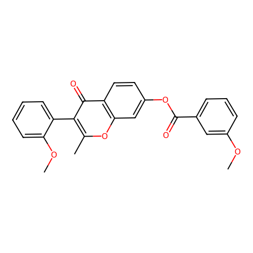 3-(2-methoxyphenyl)-2-methyl-4-oxo-4H-chromen-7-yl 3-methoxybenzoate structure
