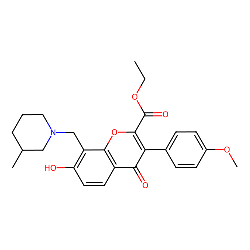 ethyl 7-hydroxy-3-(4-methoxyphenyl)-8-[(3-methylpiperidin-1-yl)methyl]-4-oxo-4H-chromene-2-carboxylate structure