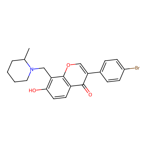 3-(4-bromophenyl)-7-hydroxy-8-((2-methylpiperidin-1-yl)methyl)-4H-chromen-4-one structure