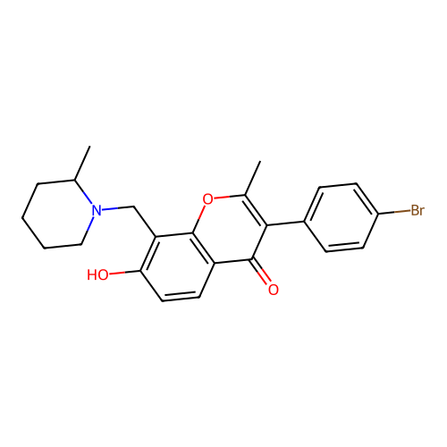 3-(4-bromophenyl)-7-hydroxy-2-methyl-8-[(2-methylpiperidin-1-yl)methyl]-4H-chromen-4-one structure