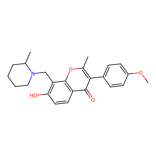 7-hydroxy-3-(4-methoxyphenyl)-2-methyl-8-((2-methylpiperidin-1-yl)methyl)-4H-chromen-4-one structure