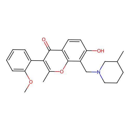 7-hydroxy-3-(2-methoxyphenyl)-2-methyl-8-((3-methylpiperidin-1-yl)methyl)-4H-chromen-4-one structure