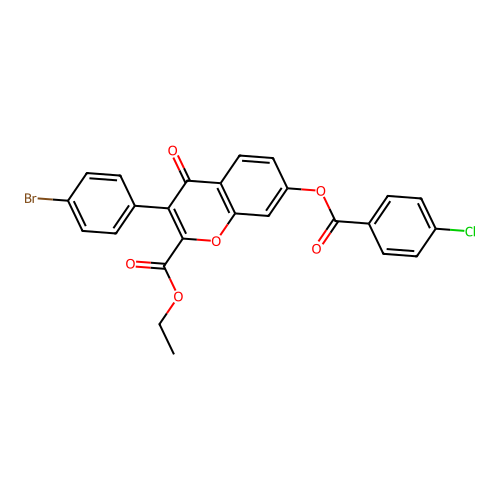 3-(4-Bromophenyl)-2-(ethoxycarbonyl)-4-oxochromen-7-yl 4-chlorobenzoate structure