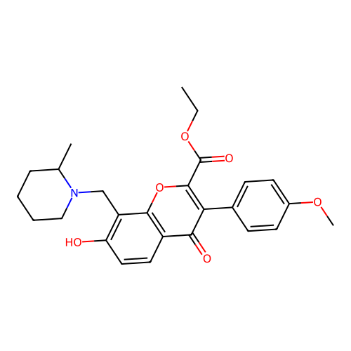 ethyl 7-hydroxy-3-(4-methoxyphenyl)-8-((2-methylpiperidin-1-yl)methyl)-4-oxo-4H-chromene-2-carboxylate structure