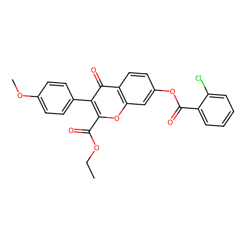 2-(Ethoxycarbonyl)-3-(4-methoxyphenyl)-4-oxochromen-7-yl 2-chlorobenzoate structure