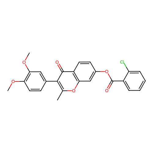 3-(3,4-dimethoxyphenyl)-2-methyl-4-oxo-4H-chromen-7-yl 2-chlorobenzoate structure