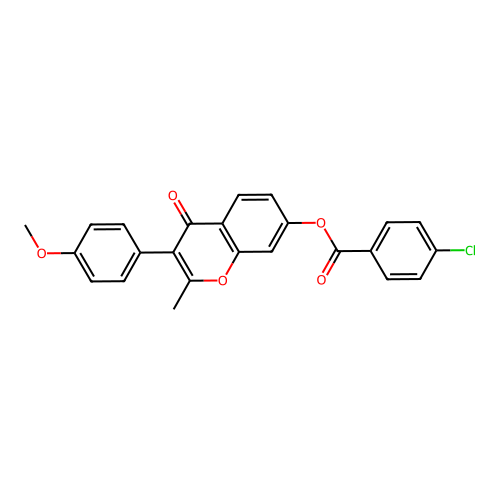 3-(4-methoxyphenyl)-2-methyl-4-oxo-4H-chromen-7-yl 4-chlorobenzoate structure