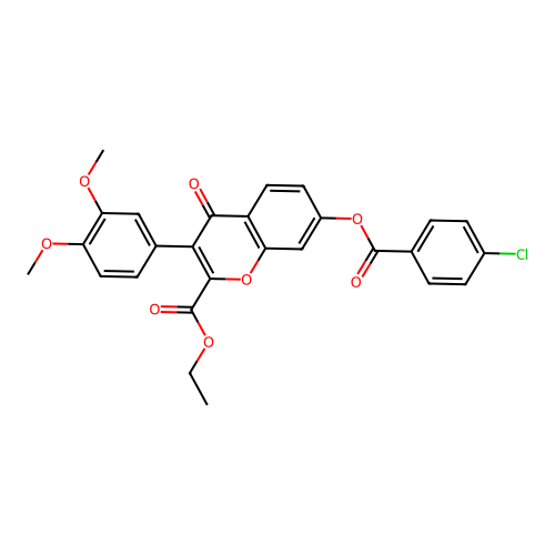 3-(3,4-Dimethoxyphenyl)-2-(ethoxycarbonyl)-4-oxochromen-7-yl 4-chlorobenzoate structure