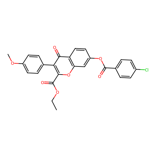 2-(Ethoxycarbonyl)-3-(4-methoxyphenyl)-4-oxochromen-7-yl 4-chlorobenzoate structure