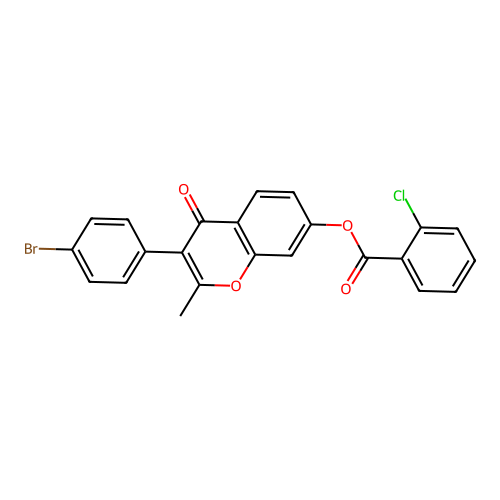 3-(4-bromophenyl)-2-methyl-4-oxo-4H-chromen-7-yl 2-chlorobenzoate structure