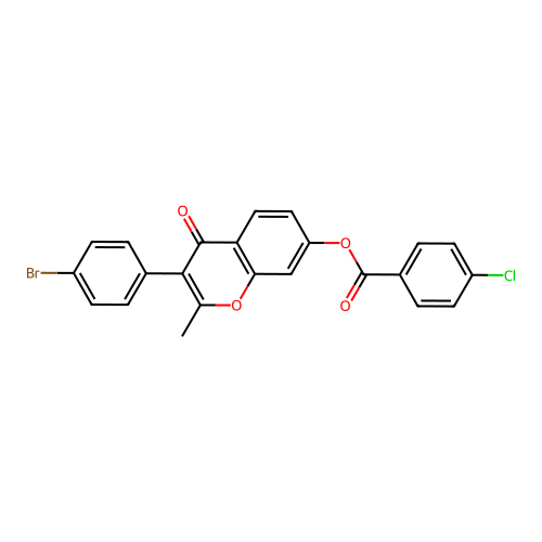 3-(4-bromophenyl)-2-methyl-4-oxo-4H-chromen-7-yl 4-chlorobenzoate structure