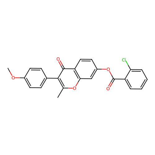 3-(4-methoxyphenyl)-2-methyl-4-oxo-4H-chromen-7-yl 2-chlorobenzoate structure
