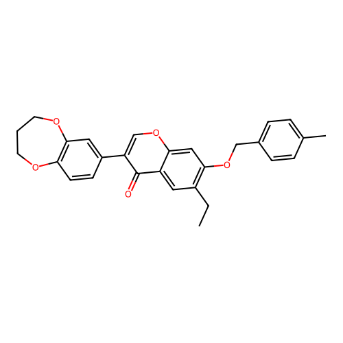 3-(3,4-dihydro-2H-1,5-benzodioxepin-7-yl)-6-ethyl-7-[(4-methylbenzyl)oxy]-4H-chromen-4-one structure
