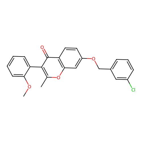 7-[(3-Chlorophenyl)methoxy]-3-(2-methoxyphenyl)-2-methylchromen-4-one structure