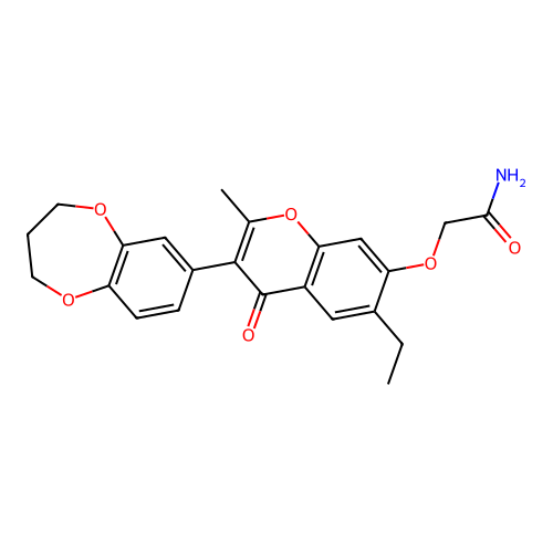 2-{[3-(3,4-dihydro-2H-1,5-benzodioxepin-7-yl)-6-ethyl-2-methyl-4-oxo-4H-chromen-7-yl]oxy}acetamide structure