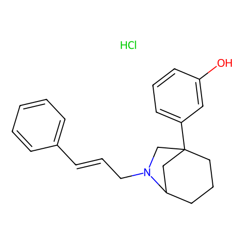 (+-)-3-(6-(3-Phenyl-2-propenyl)-6-azabicyclo(3.2.1)oct-1-yl)phenol hydrochloride structure