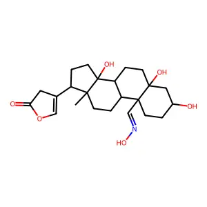 3beta,5,14-Trihydroxy-19-(hydroxyimino)-5beta-card-20-enolide structure