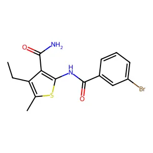2-[(3-Bromobenzoyl)amino]-4-ethyl-5-methylthiophene-3-carboxamide structure