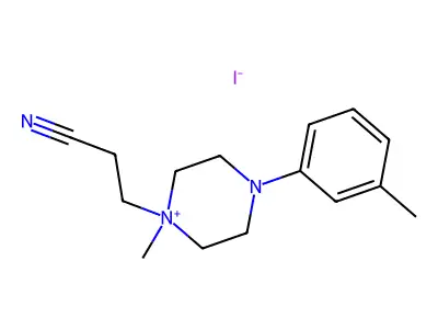 1-(2-Cyanoethyl)-1-methyl-4-(3-methylphenyl)piperazin-1-ium iodide structure