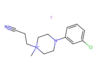 Piperazinium, 4-(3-chlorophenyl)-1-(2-cyanoethyl)-1-methyl-, iodide structure