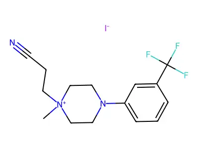 Piperazinium, 1-(2-cyanoethyl)-1-methyl-4-(3-(trifluoromethyl)phenyl)-, iodide structure