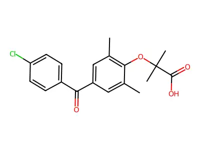 Propanoic acid, 2-(4-(4-chlorobenzoyl)-2,6-dimethylphenoxy)-2-methyl- structure