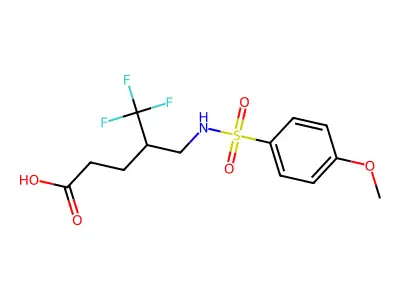 5,5,5-Trifluoro-4-({[(4-methoxyphenyl)sulfonyl]amino}methyl)pentanoic acid structure
