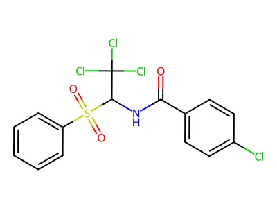 N-[1-(benzenesulfonyl)-2,2,2-trichloroethyl]-4-chlorobenzamide structure