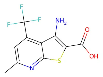 3-Amino-6-methyl-4-(trifluoromethyl)thieno[2,3-b]pyridine-2-carboxylic acid structure