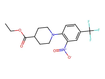 Ethyl 1-[2-nitro-4-(trifluoromethyl)phenyl]piperidine-4-carboxylate structure