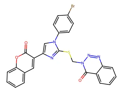1,2,3-Benzotriazin-4(3H)-one, 3-[[[1-(4-bromophenyl)-4-(2-oxo-2H-1-benzopyran-3-yl)-1H-imidazol-2-yl]thio]methyl]- structure