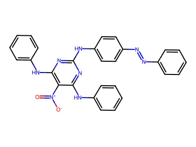 2,4,6-Pyrimidinetriamine, 5-nitro-N4,N6-diphenyl-N2-[4-(2-phenyldiazenyl)phenyl]- structure