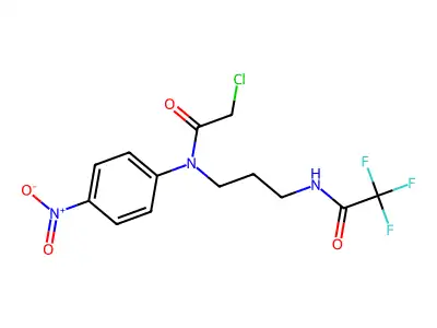N-[3-(N-(2-chloroacetyl)-4-nitroanilino)propyl]-2,2,2-trifluoroacetamide structure