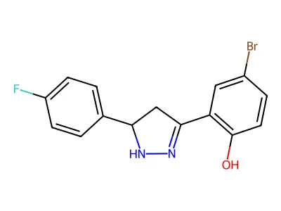 4-bromo-2-(5-(4-fluorophenyl)-4,5-dihydro-1H-pyrazol-3-yl)phenol structure