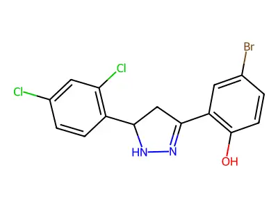 4-bromo-2-[5-(2,4-dichlorophenyl)-4,5-dihydro-1H-pyrazol-3-yl]phenol structure