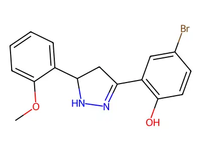4-bromo-2-(5-(2-methoxyphenyl)-4,5-dihydro-1H-pyrazol-3-yl)phenol structure