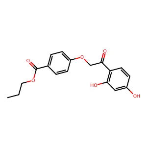 Propyl 4-[2-(2,4-dihydroxyphenyl)-2-oxoethoxy]benzoate structure
