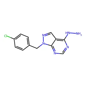 1-[(4-chlorophenyl)methyl]-4-hydrazinyl-1H-pyrazolo[3,4-d]pyrimidine structure