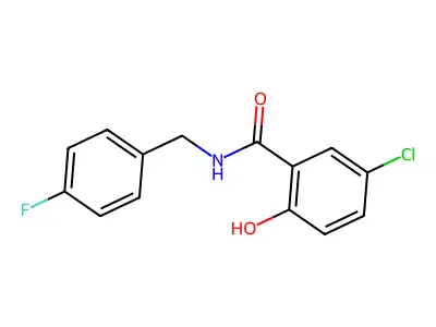 5-chloro-N-[(4-fluorophenyl)methyl]-2-hydroxybenzamide structure