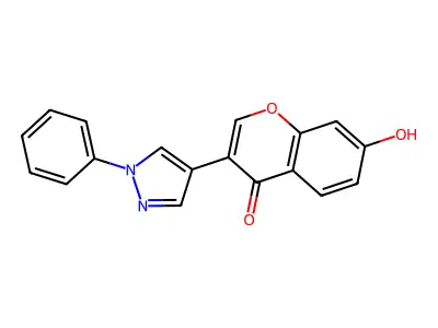 7-Hydroxy-3-(1-phenyl-1H-pyrazol-4-yl)-chromen-4-one structure