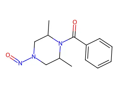 1-Nitroso-4-benzoyl-3,5-dimethylpiperazine structure