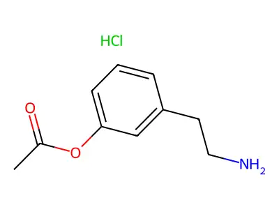Phenol, 3-(2-aminoethyl)-, acetate (ester), hydrochloride structure