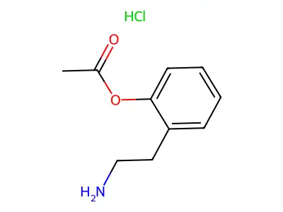Phenol, 2-(2-aminoethyl)-, acetate (ester), hydrochloride structure