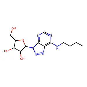 2-[7-(butylamino)triazolo[4,5-d]pyrimidin-3-yl]-5-(hydroxymethyl)oxolane-3,4-diol structure