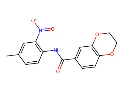 N-(4-methyl-2-nitrophenyl)-2,3-dihydro-1,4-benzodioxine-6-carboxamide structure