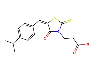 (E)-3-(5-(4-isopropylbenzylidene)-4-oxo-2-thioxothiazolidin-3-yl)propanoic acid structure