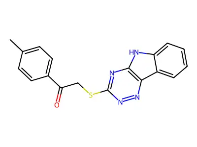 1-(4-methylphenyl)-2-(5H-[1,2,4]triazino[5,6-b]indol-3-ylsulfanyl)ethanone structure