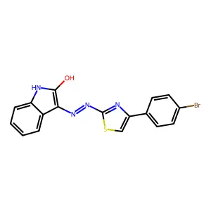 (3Z)-3-[[4-(4-bromophenyl)thiazol-2-yl]hydrazono]indolin-2-one structure