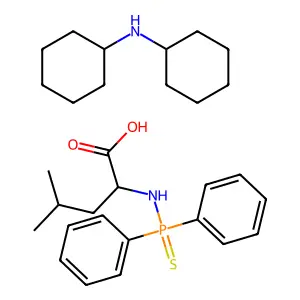 N-(Diphenylphosphorothioyl)leucine--N-cyclohexylcyclohexanamine (1/1) structure