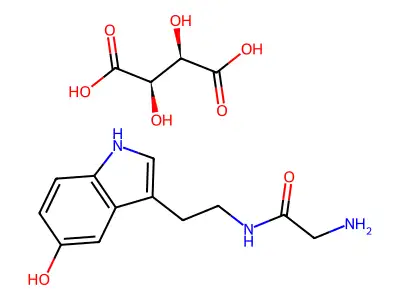2-Amino-N-(2-(5-hydroxy-1H-indol-3-yl)ethyl)acetamide tartrate hydrate structure